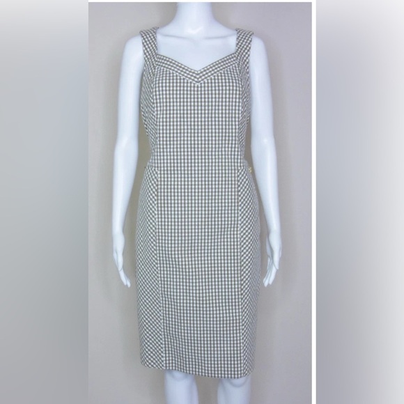 Etcetera Brown/White Gingham Sheath Dress With Pockets  Size 8 - Picture 1 of 7